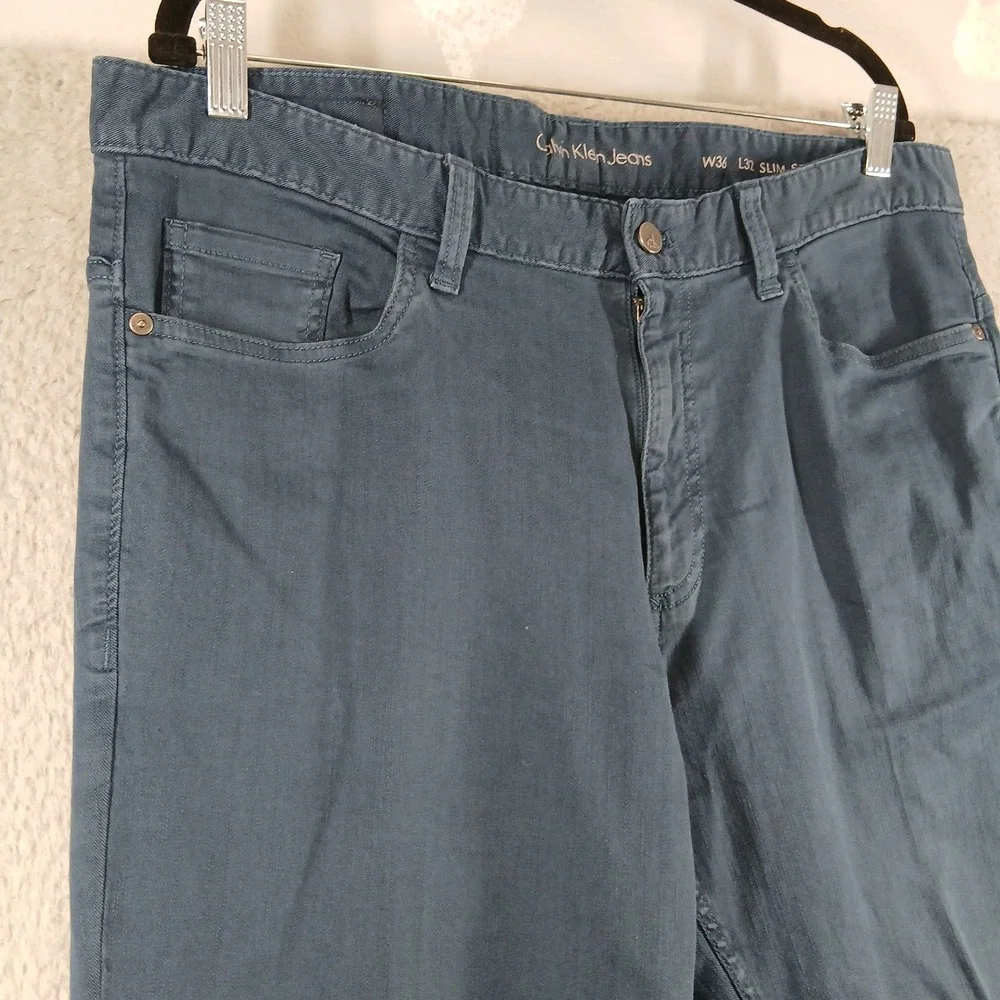 Calvin Klein Jeans Blue Faded Slim Straight Leg‎ Stretch 5-Pocket Pants 36x32